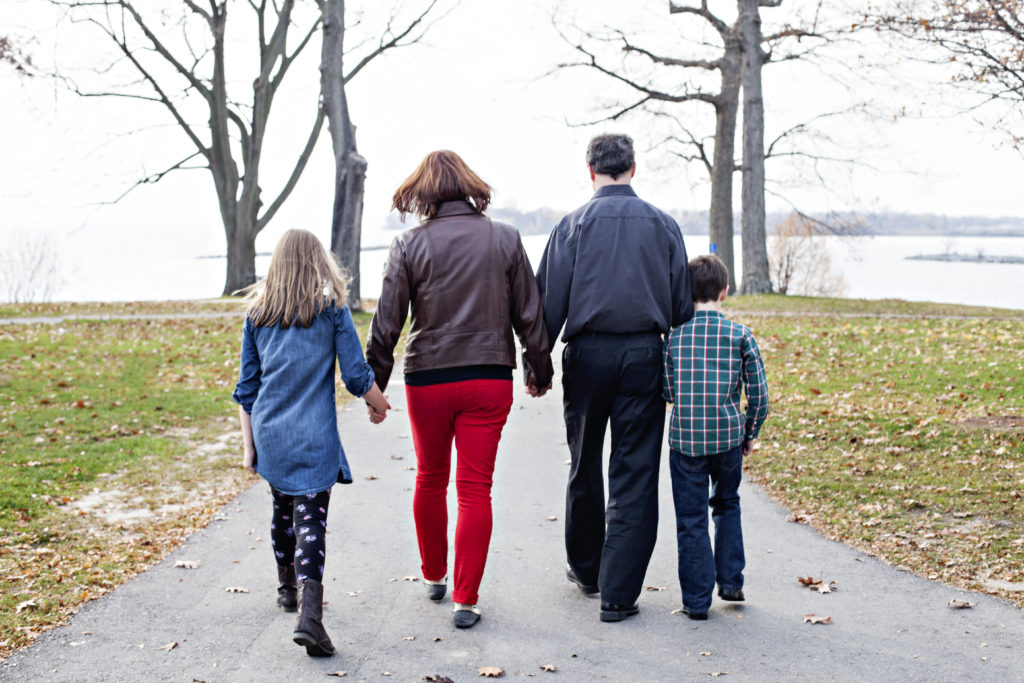 family walking